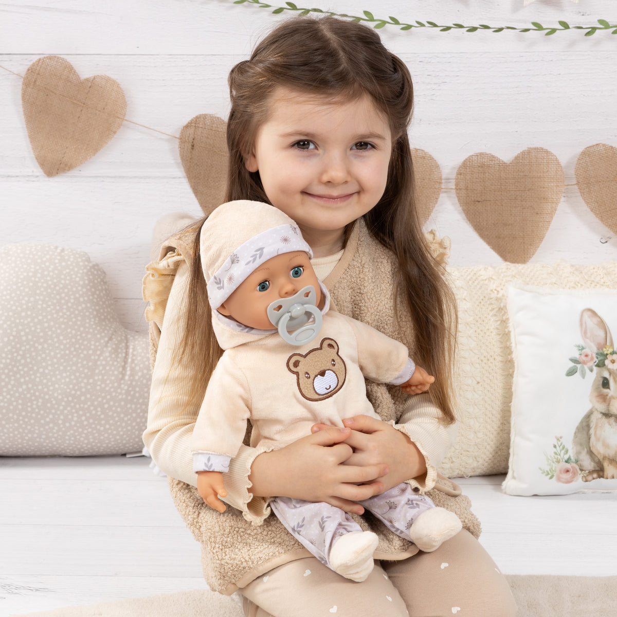 First Word Baby 38cm Beige föt með bangsa