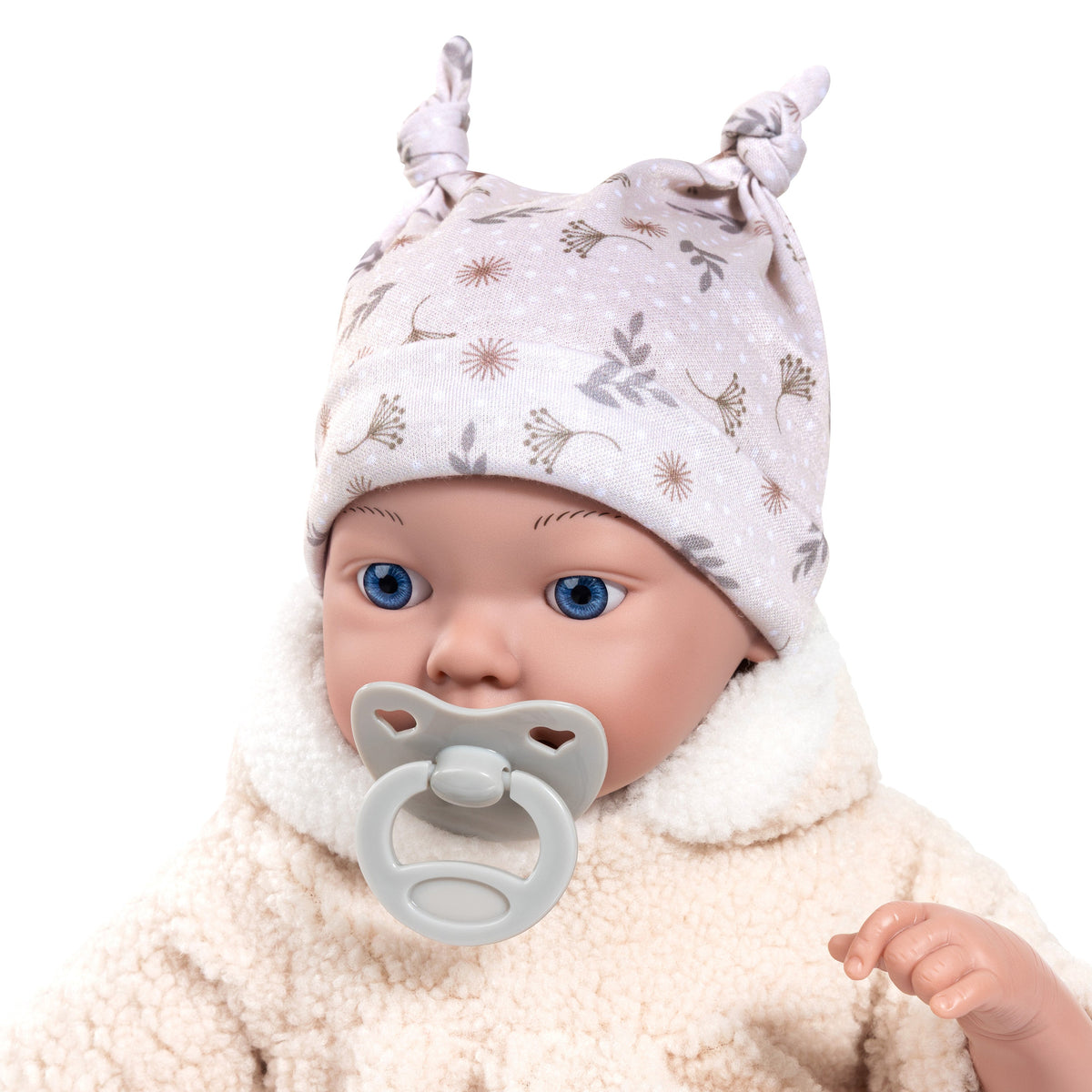 Reborn dúkka 38cm beige föt og teppi