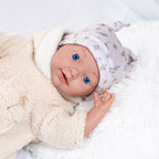 Reborn dúkka 38cm beige föt og teppi