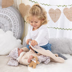 Reborn dúkka 38cm beige föt og teppi