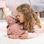 Reborn dúkka 38cm bleik föt og teppi