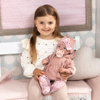 Reborn dúkka 38cm bleik föt og teppi