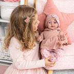 Reborn dúkka 38cm bleik föt og teppi