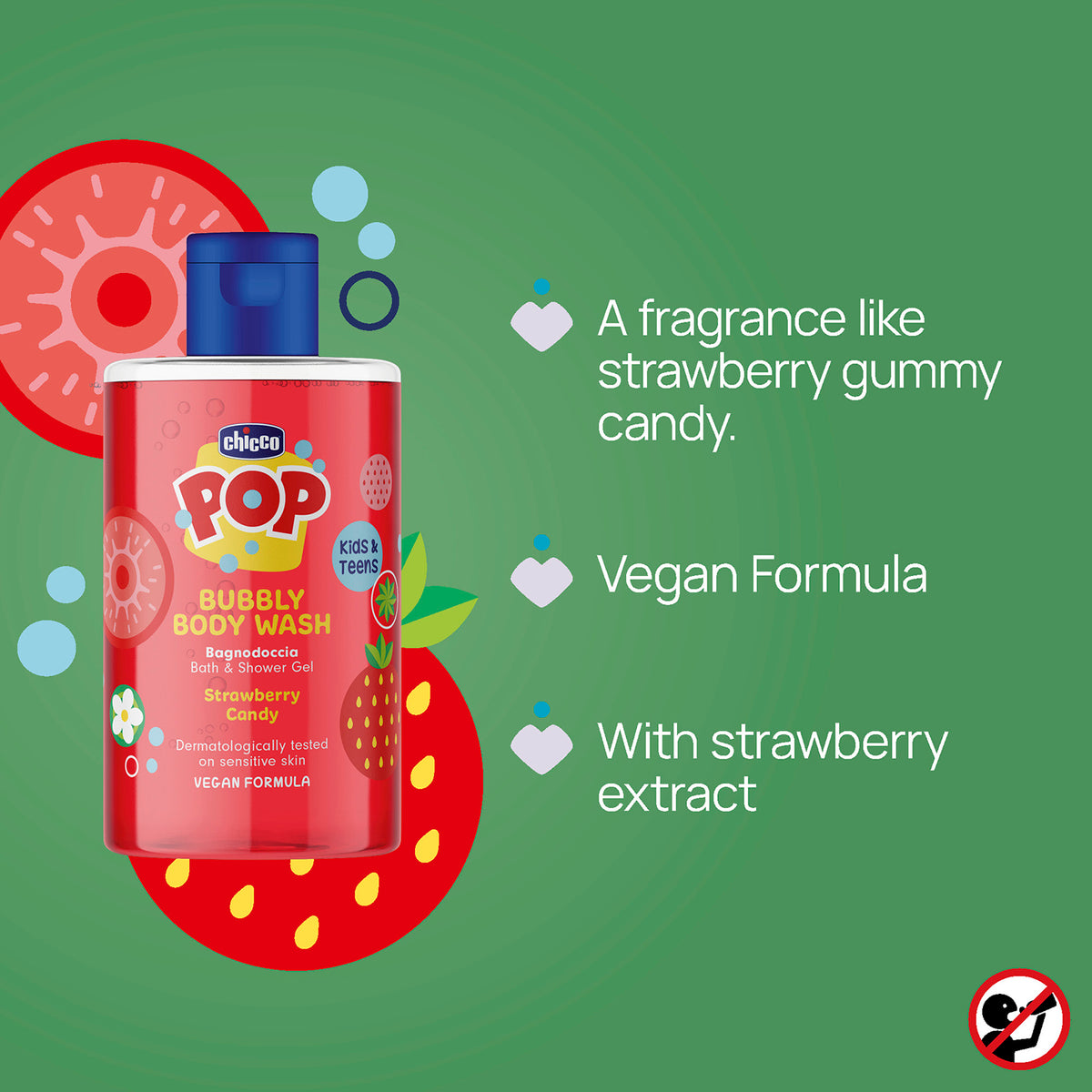 Chicco POP Freyðibað/body sápa JARÐARBER 300ML