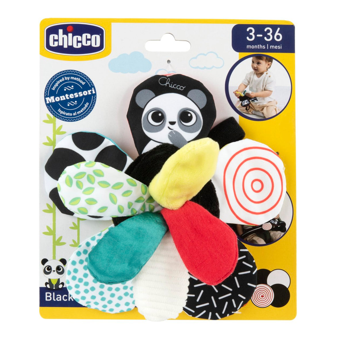 Chicco blóm svart og hvítt
