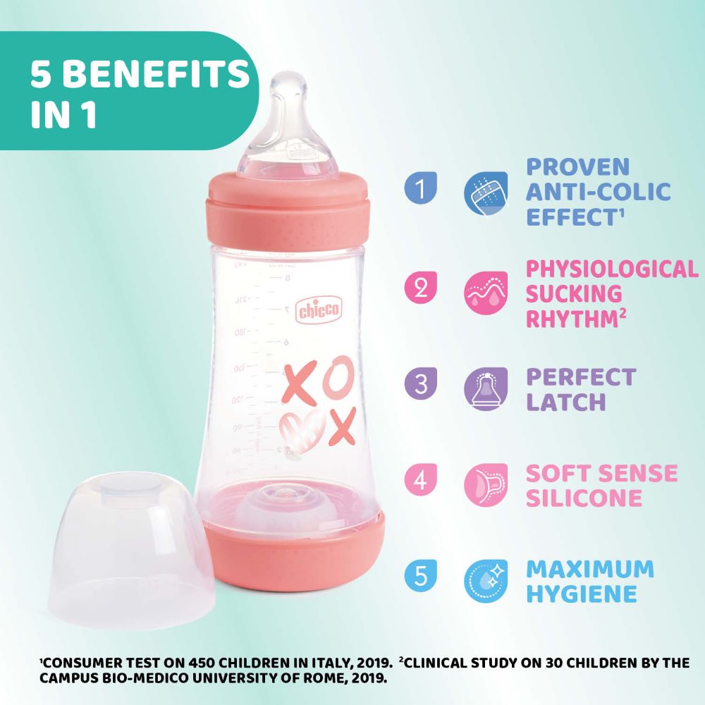 Chicco Perfect5 240ml peli XO bleikur