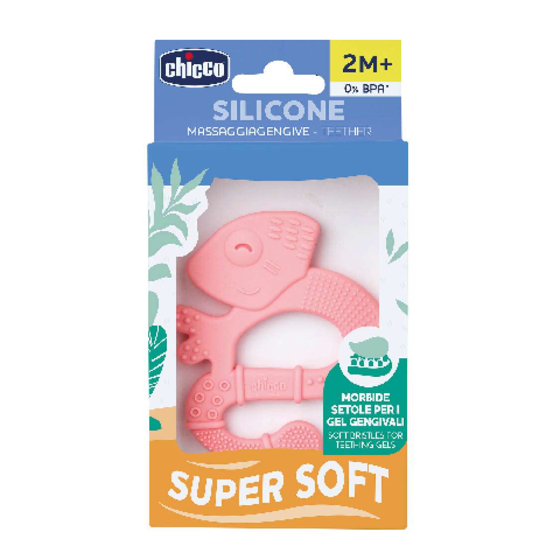 Chicco tannhring silicone bleikur +2mán