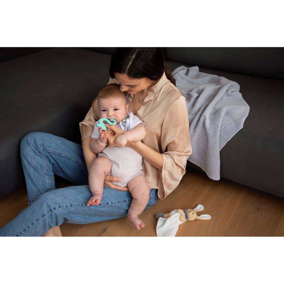 Chicco tannhring silicone blár +2mán