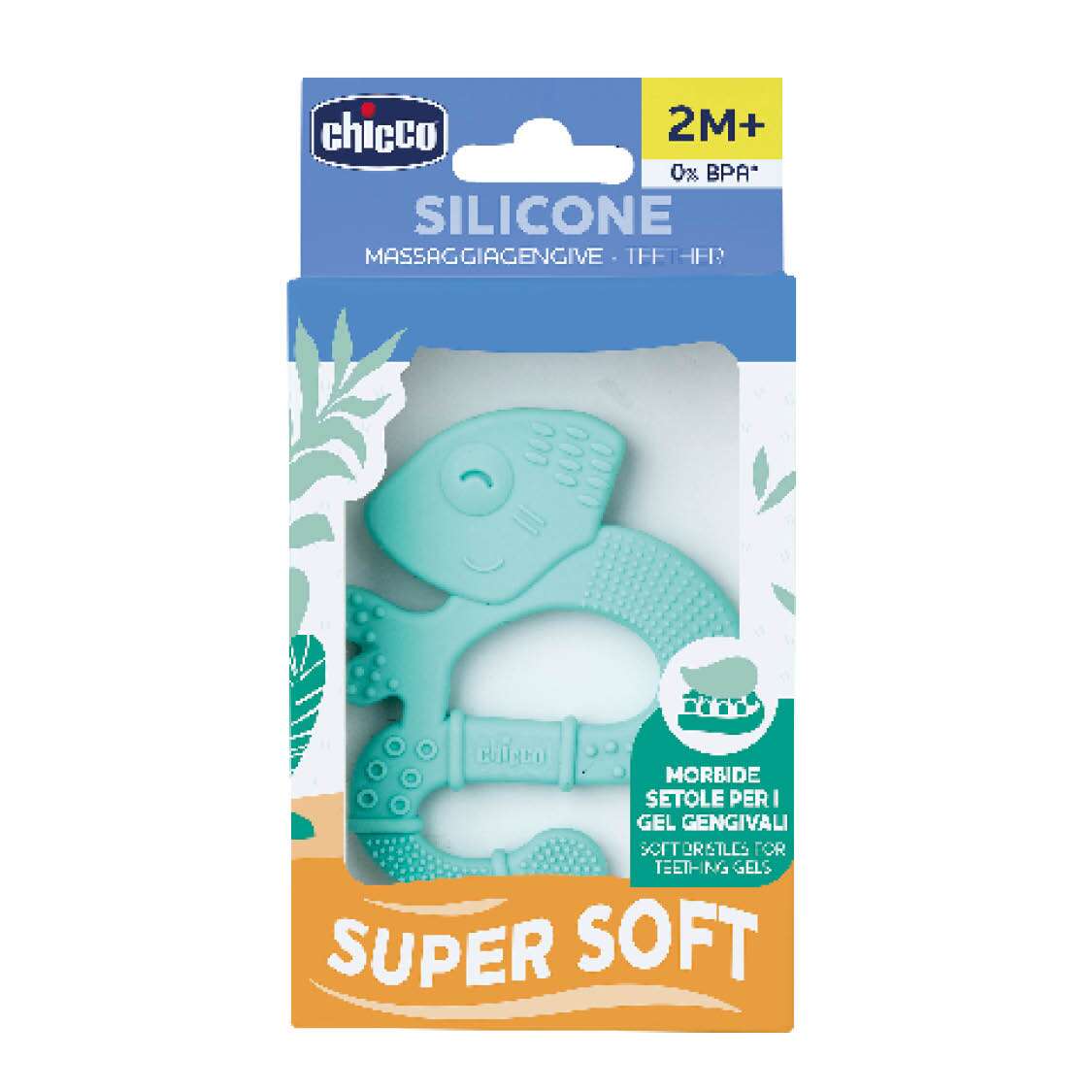 Chicco tannhring silicone blár +2mán