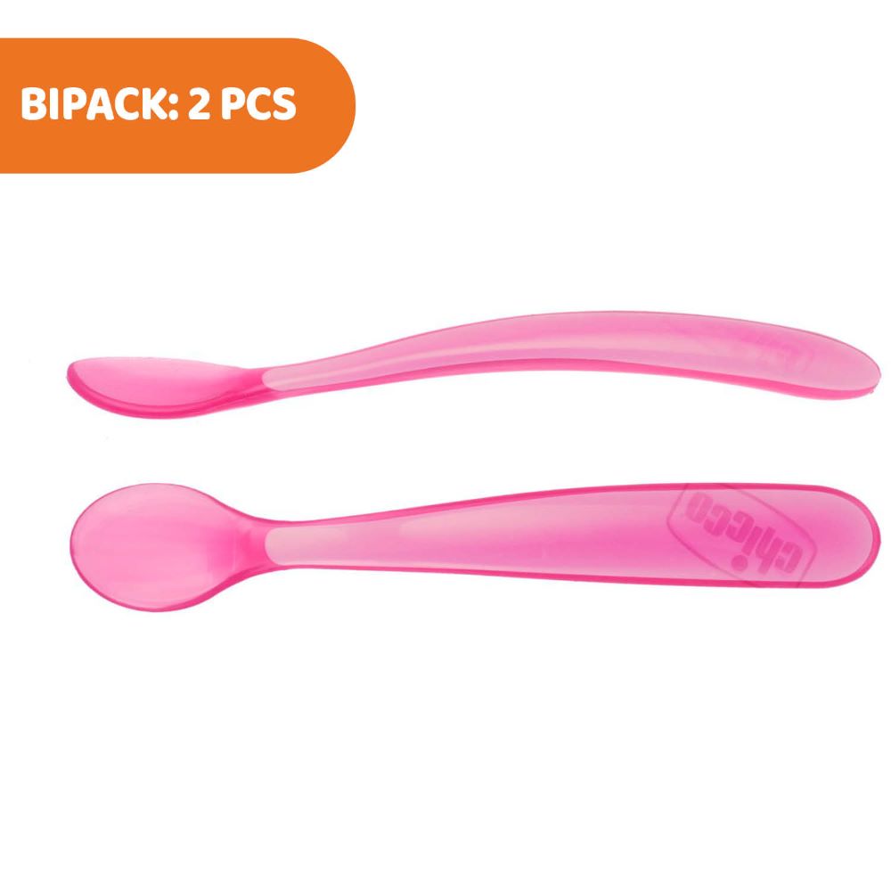 Chicco matarskeiðar 2stk bleik 6 mán +