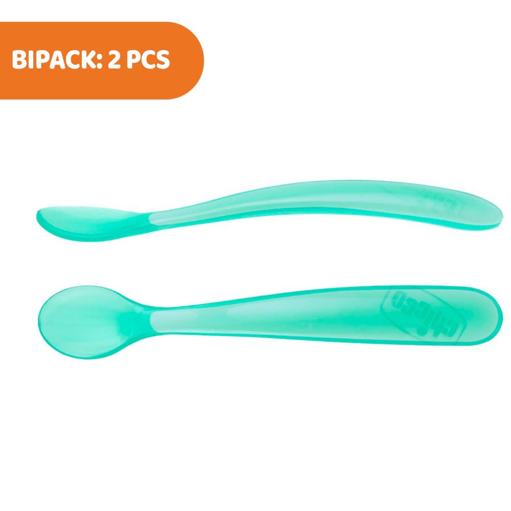 Chicco matarskeiðar 2stk blá 6 mán +