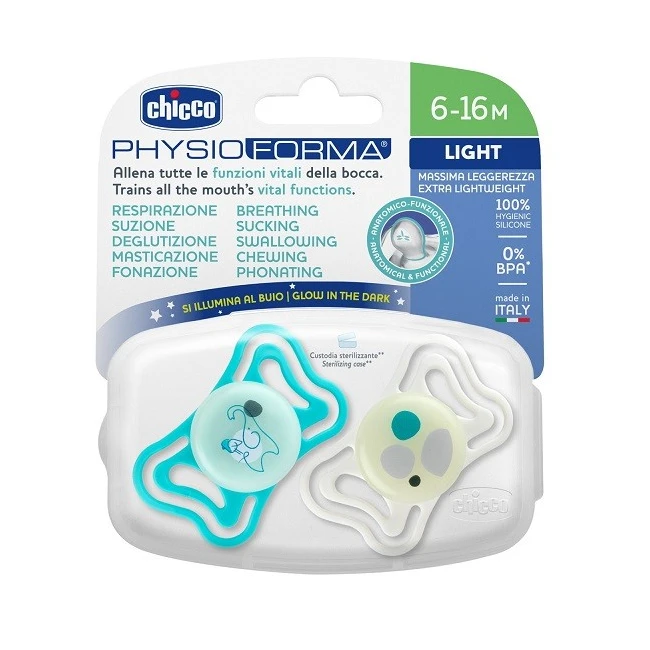 Chicco Glow in the dark snuð 6-16M 2 í pakka