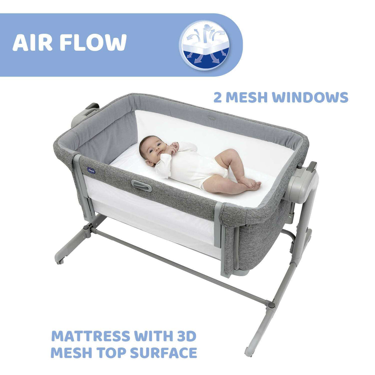 Chicco Next2Me Magic Evo- Grátt