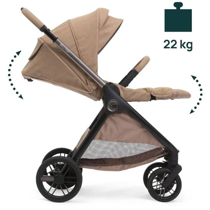 4-1 Chicco Bellagio kerra, vagnstykki CARMEL 0-22kg - Kory bílstóll og 360 isofix base