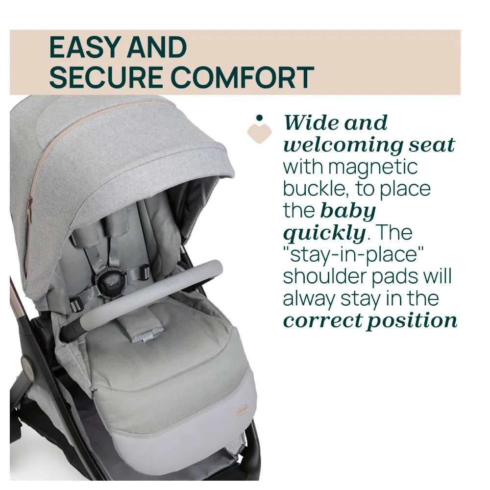 Chicco Bellagio kerra  með vagnstykki Svört 0-22kg - First recline bílstóll og 360 isofix base