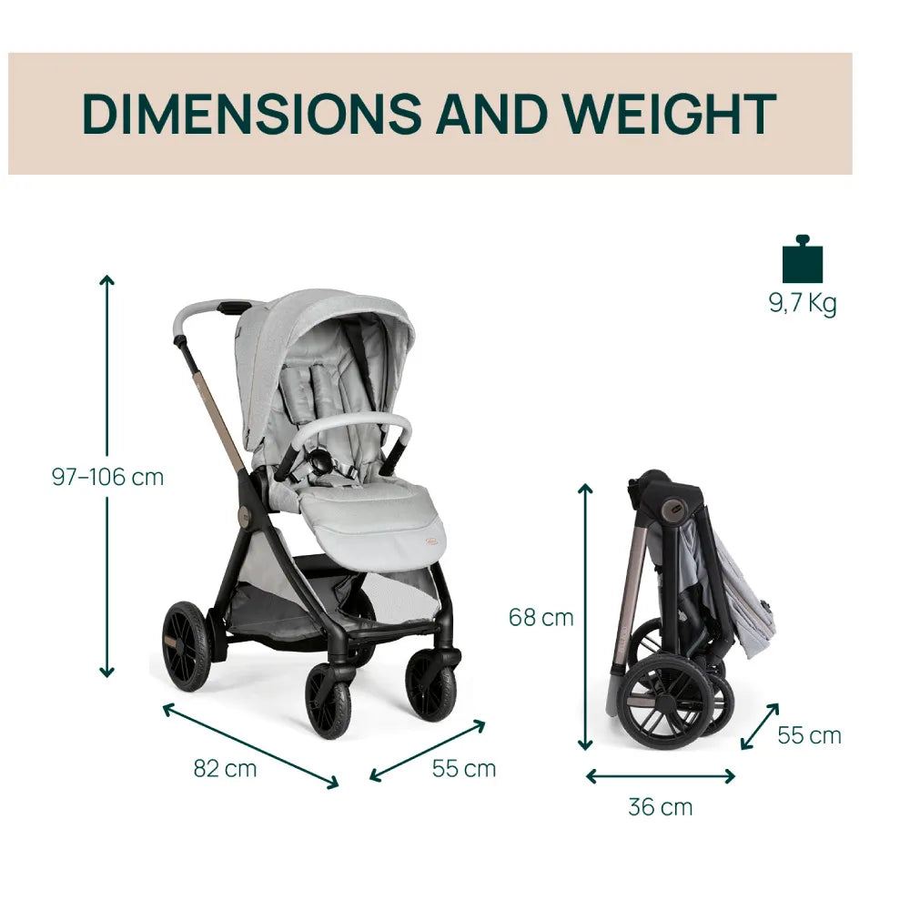 Chicco Bellagio kerra  með vagnstykki Svört 0-22kg - First recline bílstóll og 360 isofix base