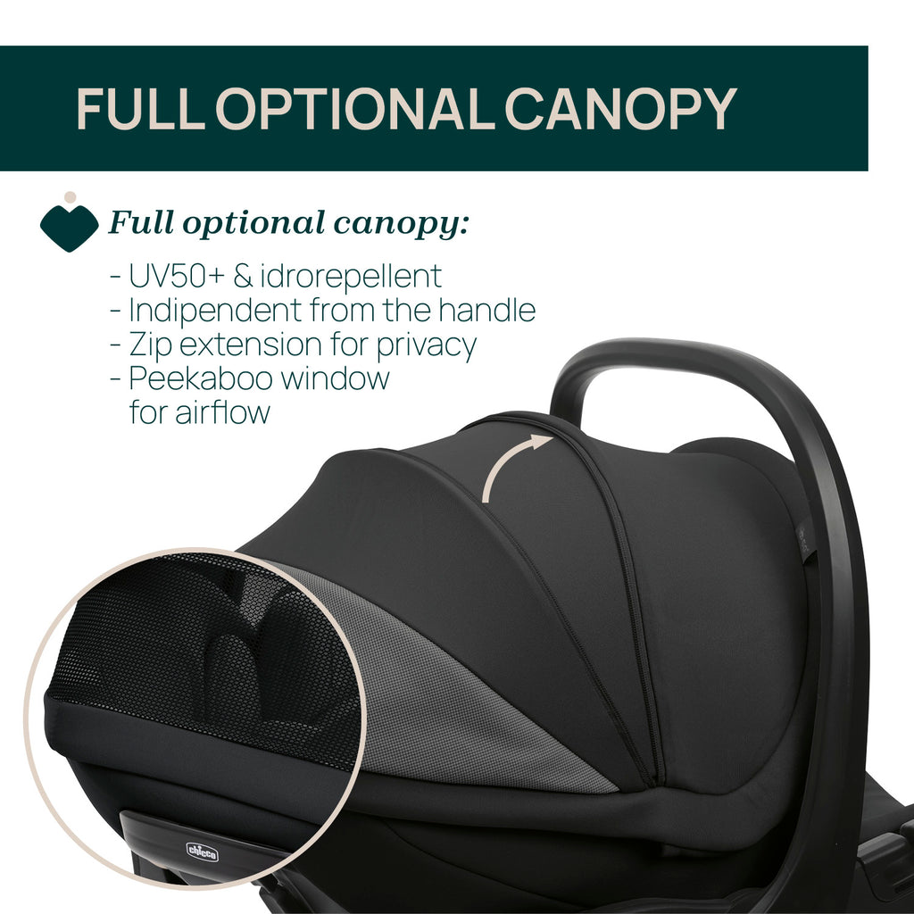 Chicco Bellagio kerra  með vagnstykki Svört 0-22kg - First recline bílstóll og 360 isofix base