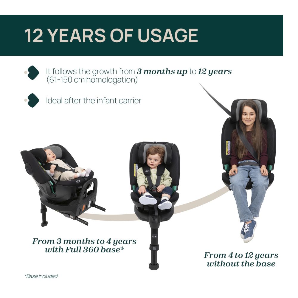 Chicco Fullseat 360 b. CARSEAT með base Black Satin