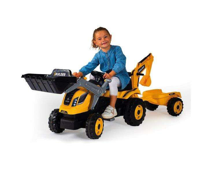 Smoby gulur traktor m kerru og 2 skóflum