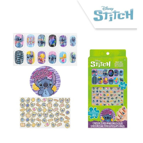 Stitch press on neglur með naglalímmiðum