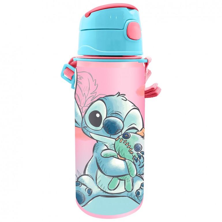 Brúsi - Ál með röri Stitch 600ml blátt lok